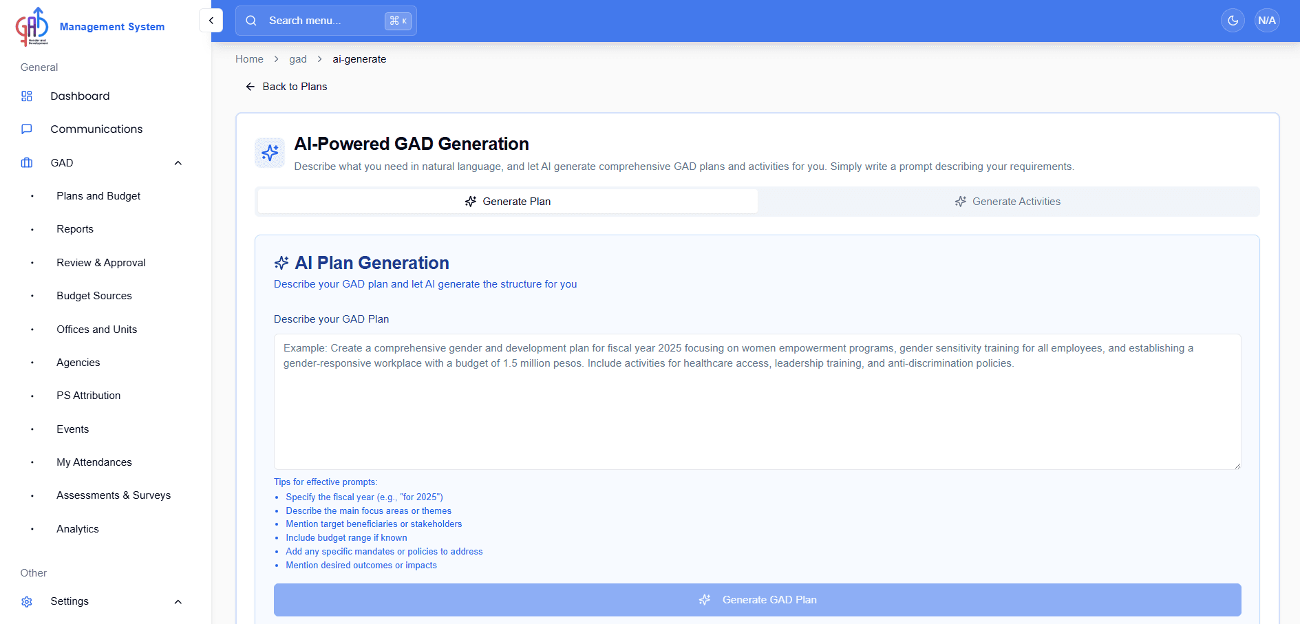 GAD Management System
